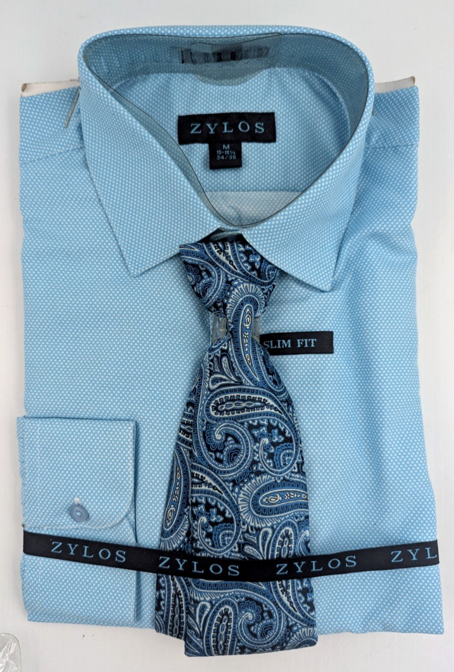 Mens Zylos Long Sleeve Dress Shirt Slim Fit M 15-15-1/2 34/35